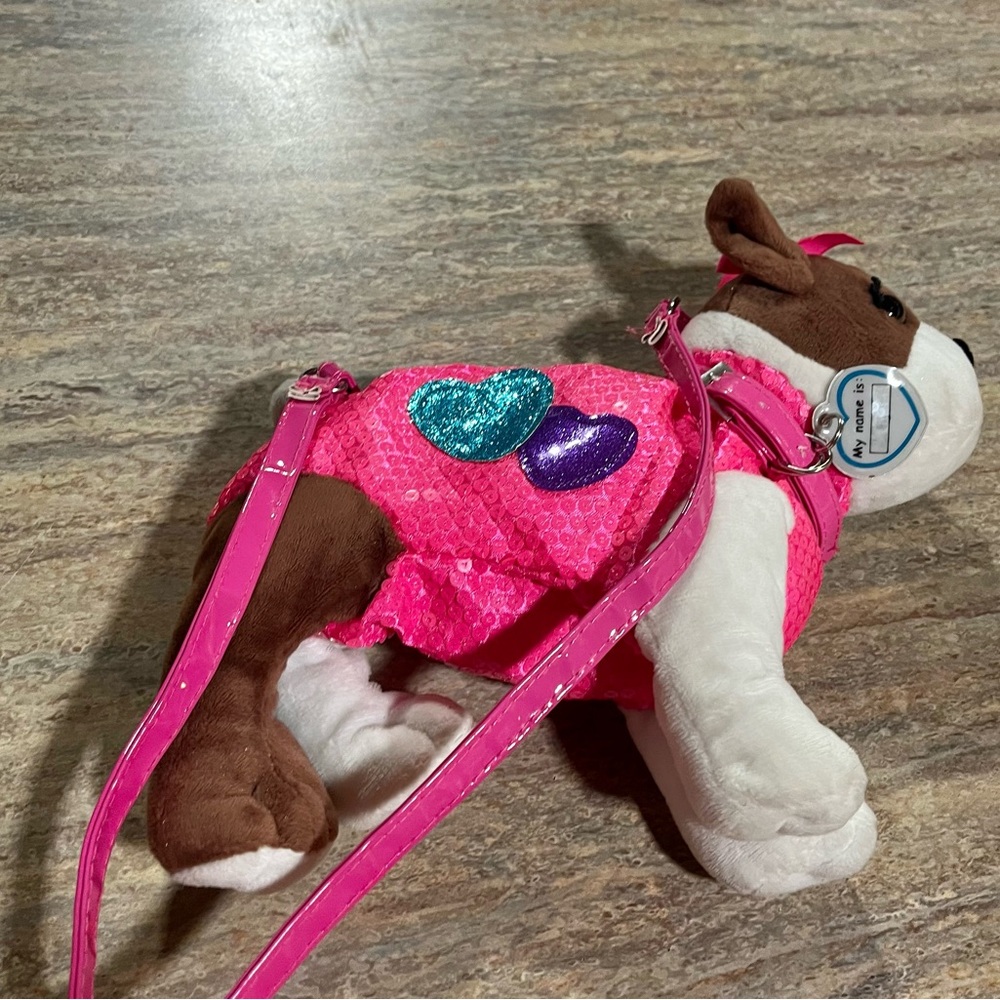 Poochie & Co Pink Sequin Dog Outfit with Heart Accents